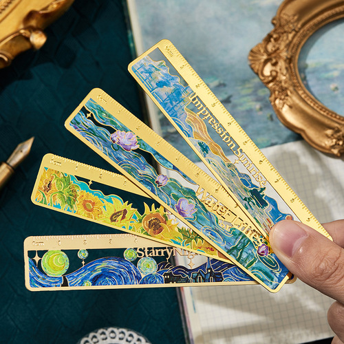 Creative and Inspirational Metal Bookmark with Traditional Chinese Style Landscape Design, Combining Functionality as a Ruler, Cultural and Creative Gift, Perfect for Teacher's Day