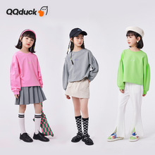 QQduck可可鸭童装春季新款女童卫衣中大童套头上衣时尚外穿