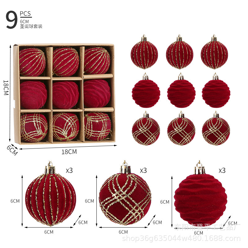 New Flocking 6cm Christmas Ball Set Cross-Border Christmas Decoration Hanging Ball Christmas Tree Hanging Accessories Wholesale New Flocking 6cm Christmas Ball Set Cross-Border Christmas Decoration Hanging Ball Christmas Tree Hanging Accessories Wholesale