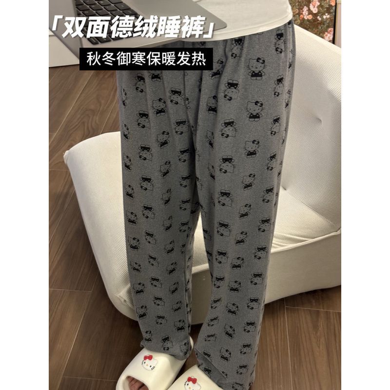 Demi-season velvet keep warm cute trousers for leisure