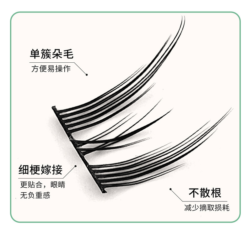 New cat fairy eyelash natural lazy person comic single cluster segmented self-grafted double-pointed wheat ear false eyelash factory undefined