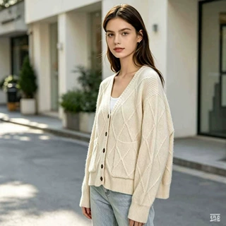 2026欧美跨境外贸女装毛衣V领开衫秋冬季纯色针织衫休闲百搭外套
