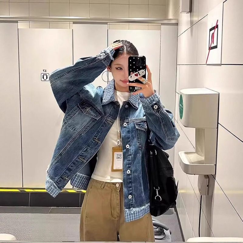 White Denim Jacket for Women 2025 New Spring and Autum Retro Hong Kong Style Ins Versatile Loose Trendy Brand Work Jacket White Denim Jacket for Women 2025 New Spring and Autum Retro Hong Kong Style Ins Versatile Loose Trendy Brand Work Jacket