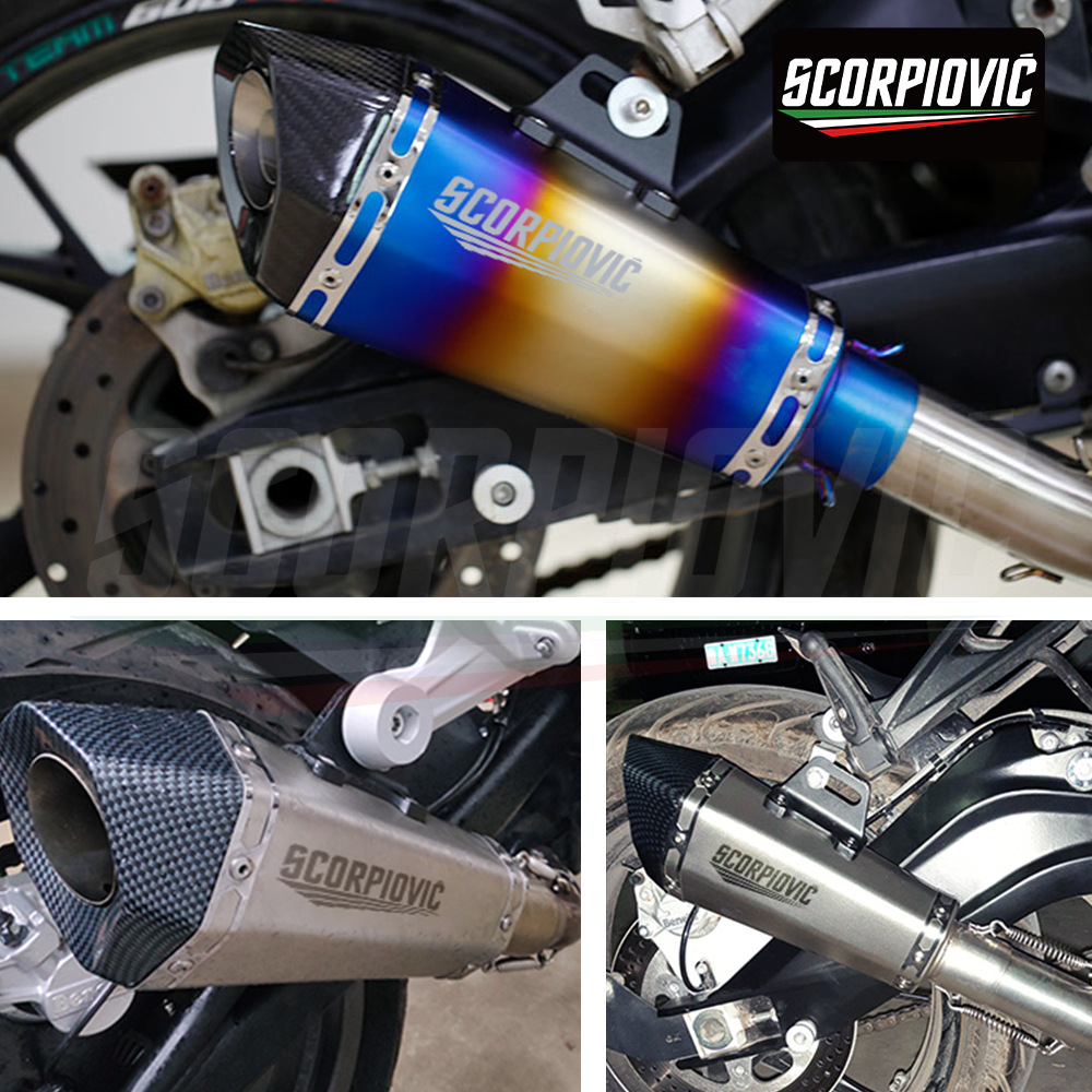 Motorcycle exhaust pipe small cone hexagonal carbon fiber tail muffler is suitable for 51MM diameter non-destructive installation