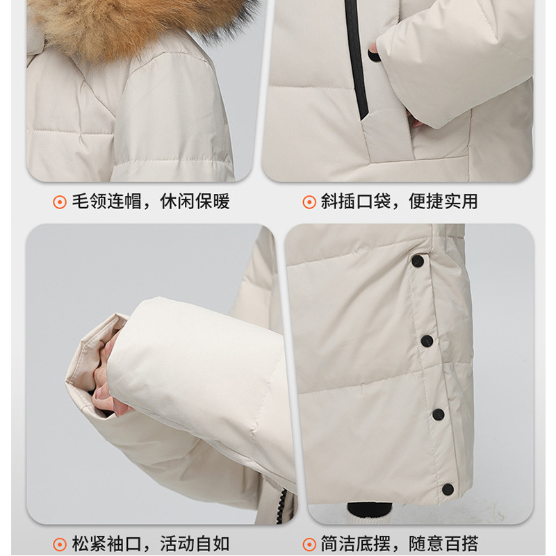 Gran cuello de pelo frío transfronterizo chaqueta de rodilla chaqueta de invierno chaqueta de plumón larga hombre grueso personalizado