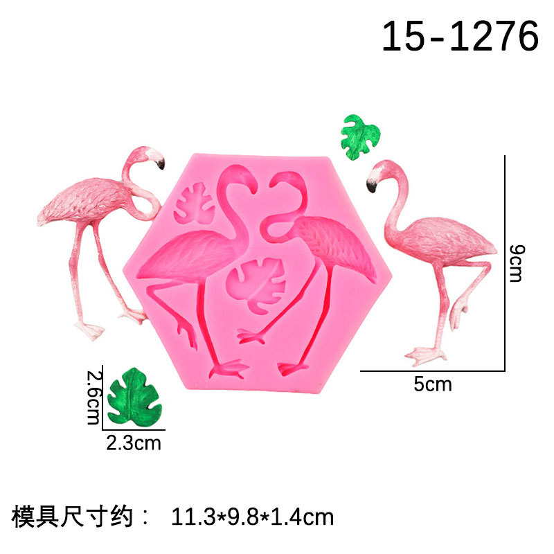 Flamingo tortuga hoja molde de silicona epoxi arcilla yeso hornear pastel fondant chocolate Accesorios