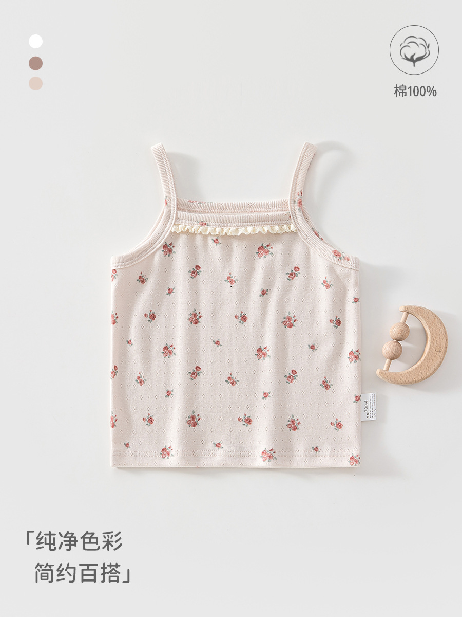 2026 verano primavera y verano niñas exquisita chaleco de cabina de algodón para bebés flores delgadas chaqueta delgada dulce ropa para el hogar