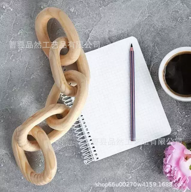 桐木五环扣木制装饰链条木质工艺品木链子5环扣结桐木装饰链条