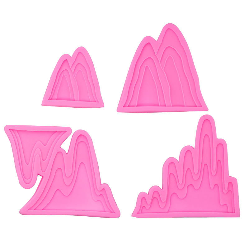Grande y pequeño Montaña Roca silicona molde pastel chino postre hornear decoración chocolate fondant molde