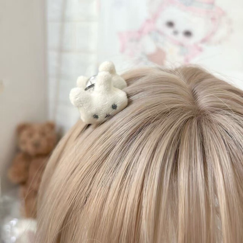 Cute and Soft Bunny Hair Clip Plush Double-Sided Princess Hair Accessory Versatile for Girls Loli Anime Style
