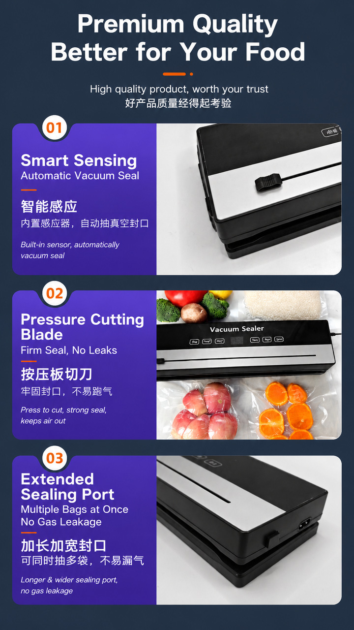 Household vacuum sealing machine digital display extended seal