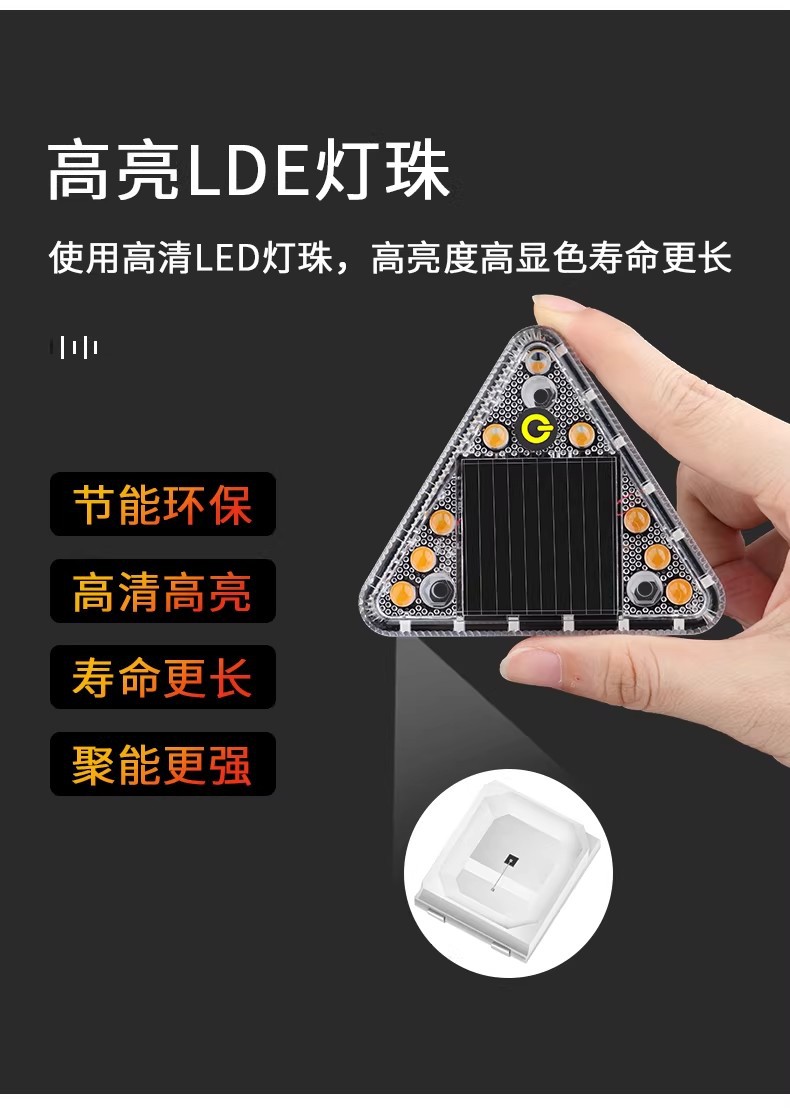 Solar-Powered Warning Strobe Light, Waterproof, Ultra-Bright, Anti-Rear Collision, Width Indicator Light for Cars, Trucks, and Electric Vehicles at Night