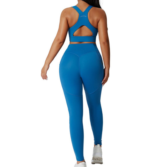 Cross-border European and American yoga clothes suit plus size stretch outdoor tight sportswear suit women's high waist slimming workout clothes