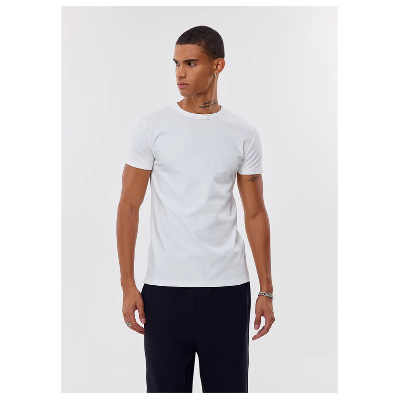 Slowgang Hip-Hop 260g Fitness Heavyweight American-Style Short-Sleeved Men's Sports Elastic Tight-Fitting Solid Color Round-Neck T-Shirt Trendy Slowgang Hip-Hop 260g Fitness Heavyweight American-Style Short-Sleeved Men's Sports Elastic Tight-Fitting Solid Color Round-Neck T-Shirt Trendy