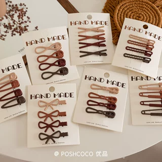4个卡装磨砂手感漆几何侧边刘海夹碎发夹一字夹套装气质百搭夹子