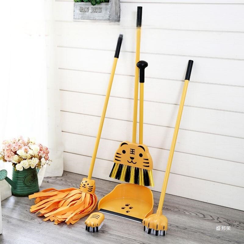 Children's Broom and Dustpan Set Primary School Student Broom Cartoon Sweeping Cleaning Baby Kindergarten Broom Mop