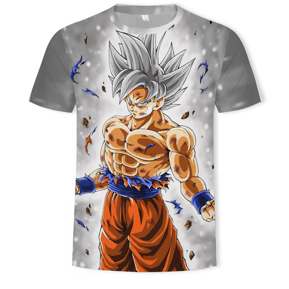 Nuevo producto AliExpress estilo explosivo tendencia super fuego anime serie Dragon Ball camiseta hombre impresión digital 3D dibujos animados europeos y americanos