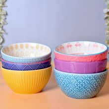 4.5/5/6寸陶瓷定制LOGO米饭碗内印花浮雕酸奶水果家用醴陵工厂