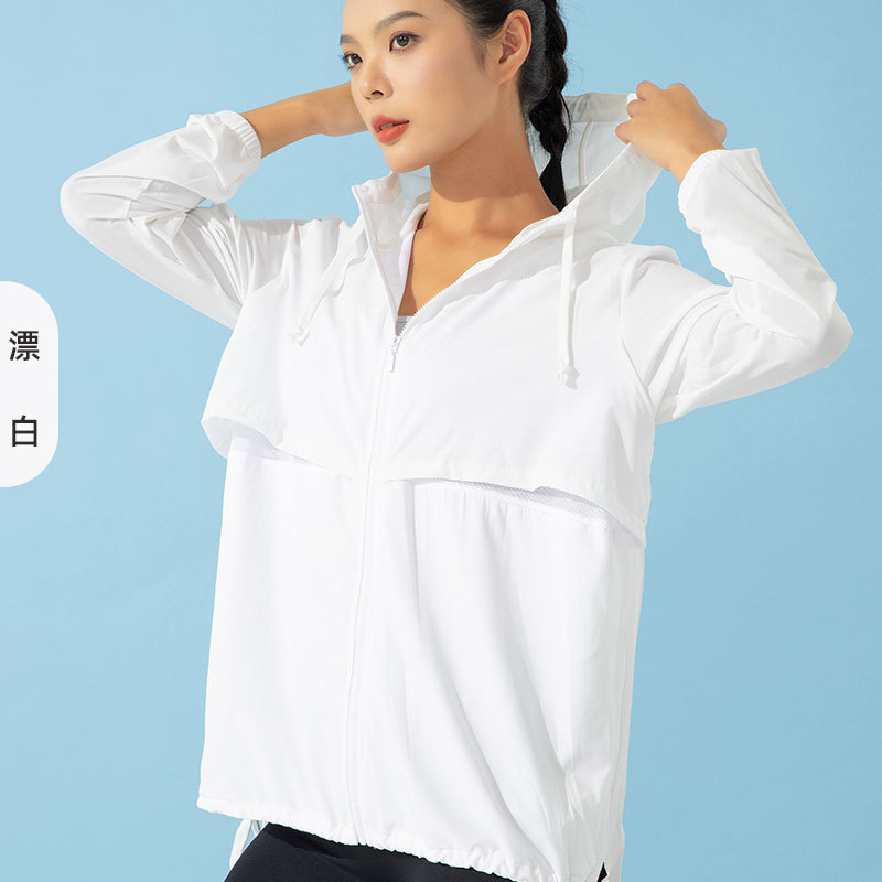 Ropa de protección solar para mujer en otoño e invierno, chaqueta fina de secado rápido, cortavientos transpirable de longitud media con guantes, cortavientos anti-UV, ropa de protección solar