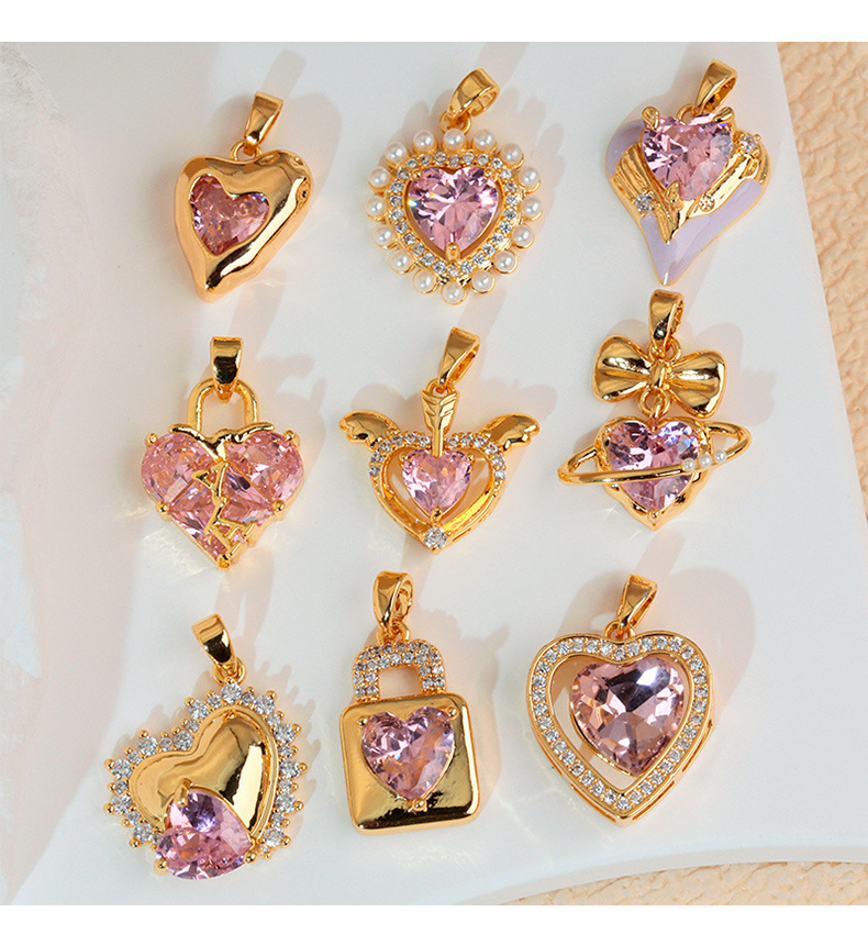 3g Weight Pendant Jewelry Making Type 16*23mm Jewelry Making Size DIY Jewelry Accessories Classification 1 Piece Quantity Copper Material Heart Shape, Bow Knot, Lock Pattern All Seasons Season Polished Finish Plating Design Elegant, Sweet, Classic Style Style 1 Piece 16*23mm Copper Heart Shape Bow Knot Lock Polished Pendant DIY Jewelry Accessories 无