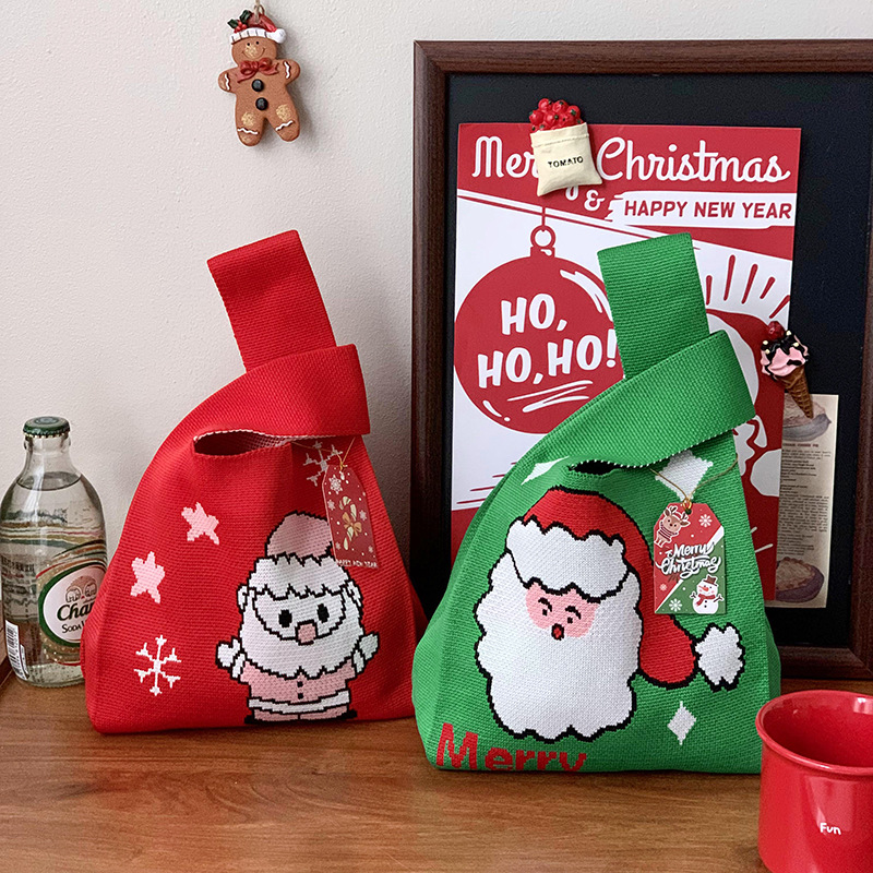 Bolsas de tejido de Navidad al por mayor bolsas de regalo de Nochebuena bolsas de dulces bolsas de regalo de empresa bolsas de mano creativas