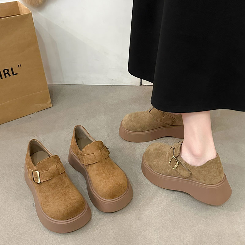 厚底增高勃肯鞋女2025秋季新款懒人一脚蹬复古博肯单鞋休闲乐福鞋|undefined