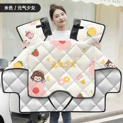 Autumn and Winter Windproof and Cold-Proof | Motorcycle front windshield - beige-energetic-girl-thickened-all-season-double-sided-waterproof-double-sleeve-windproof