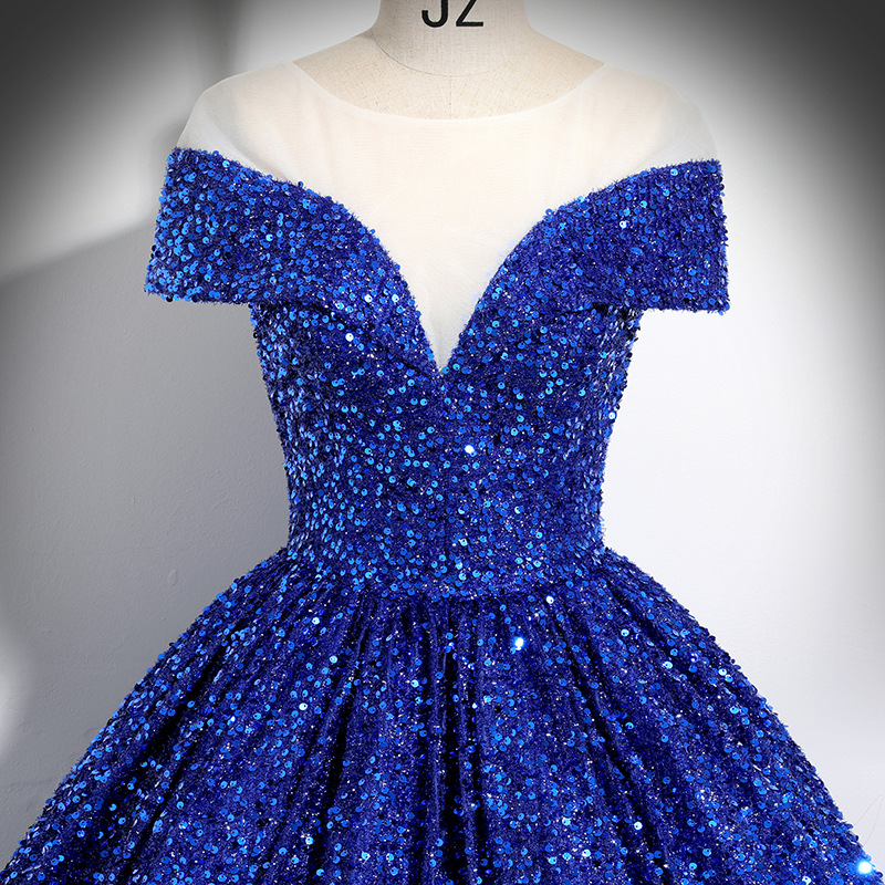 Vêtements pour femmes à paillettes, vêtements de performance solo sur scène luxueux et haut de gamme, réunion annuelle d'examen d'art vocal, jupe bouffante_voghion.com