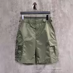Premium P Brand 25SS New Triangle Logo Dual-Pocket Nylon Cargo Shorts, Unisex Loose Fit