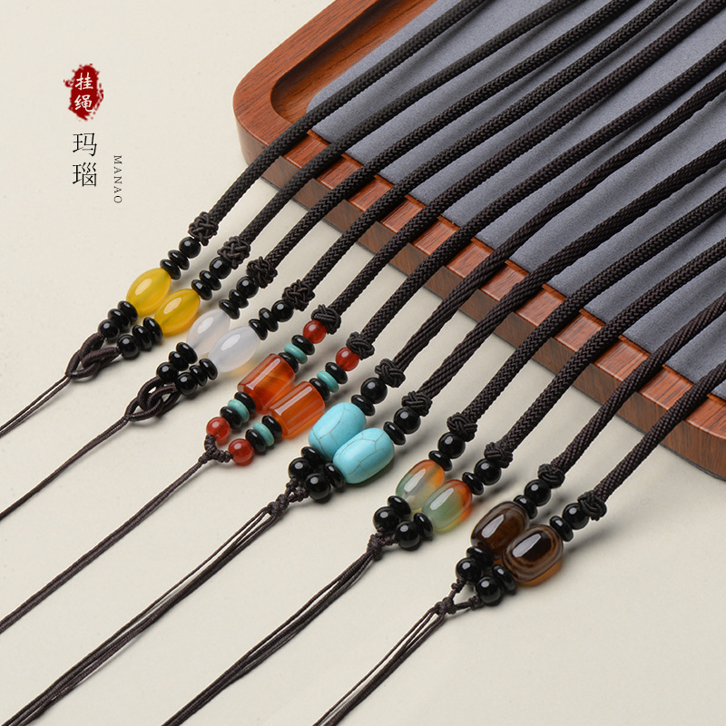蜜蜡文玩吊坠绳水晶玛瑙玉石项链绳酸枝毛衣链多款可选挂件绳批发