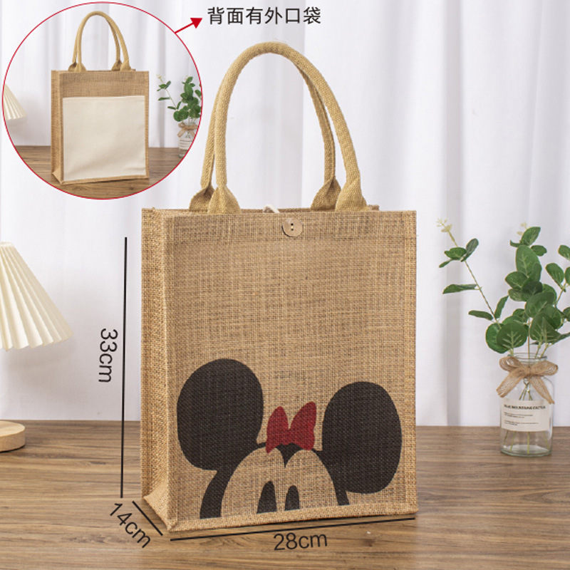 Bolsa de lino personalizada diy regalo de mano de compras bolsa de yute de gran capacidad bolsa de lino portátil bolsa de lino personalizada