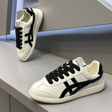 yj男鞋2025秋季新款时尚百搭软底低帮板鞋真皮系带复古小众休闲鞋