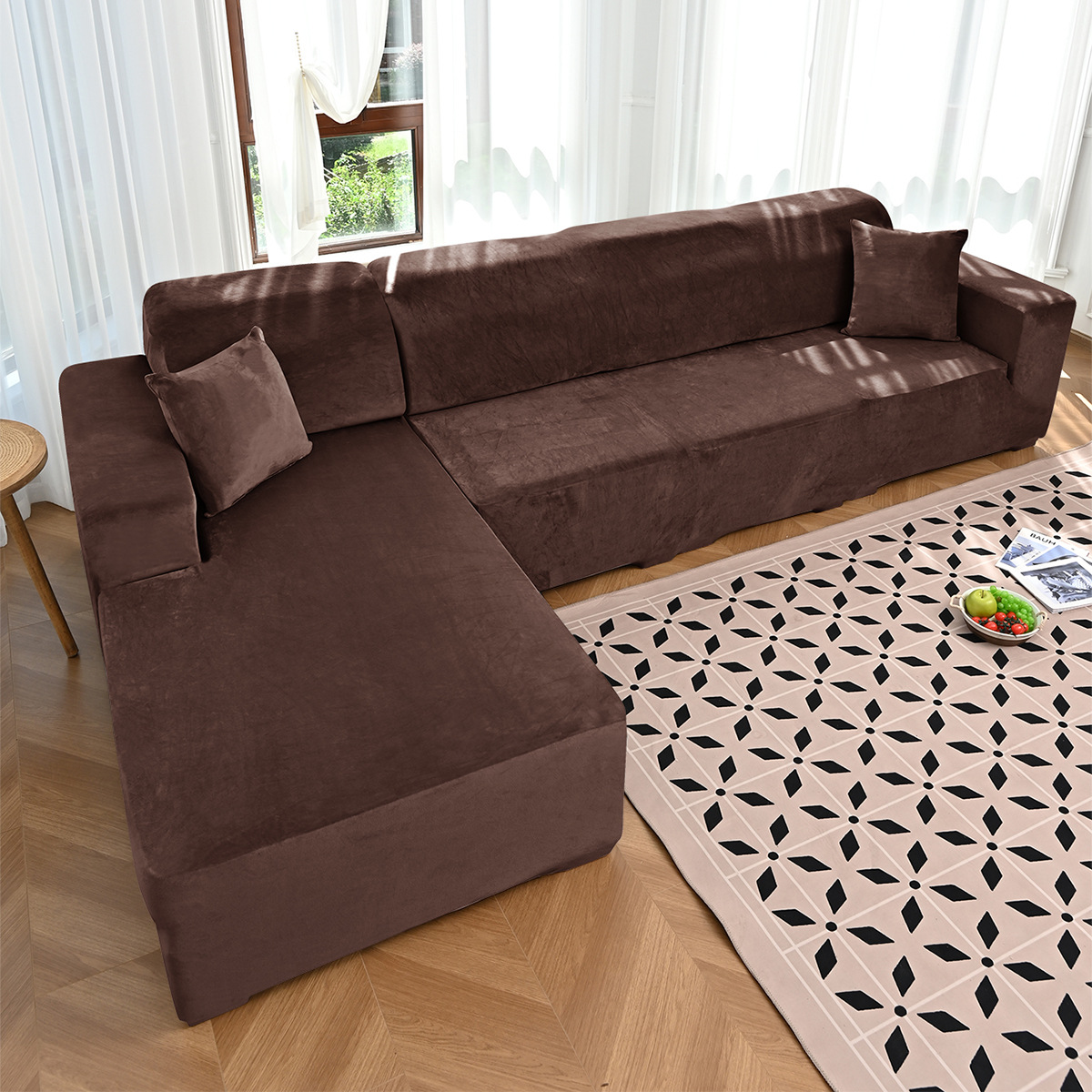 Transfronterizo al por mayor de color sólido elástico plata de zorro cubierta de sofá cubierta de sofá grueso universal cubierta de sofá antideslizante