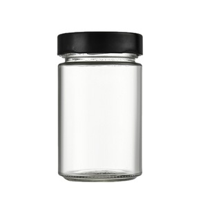 High Cap Round Glass Pickles Bottle Straight Jam Chili Sauce Bottle Household Transparent Honey Bottle Sesame Sauce Bottle Empty Bottle