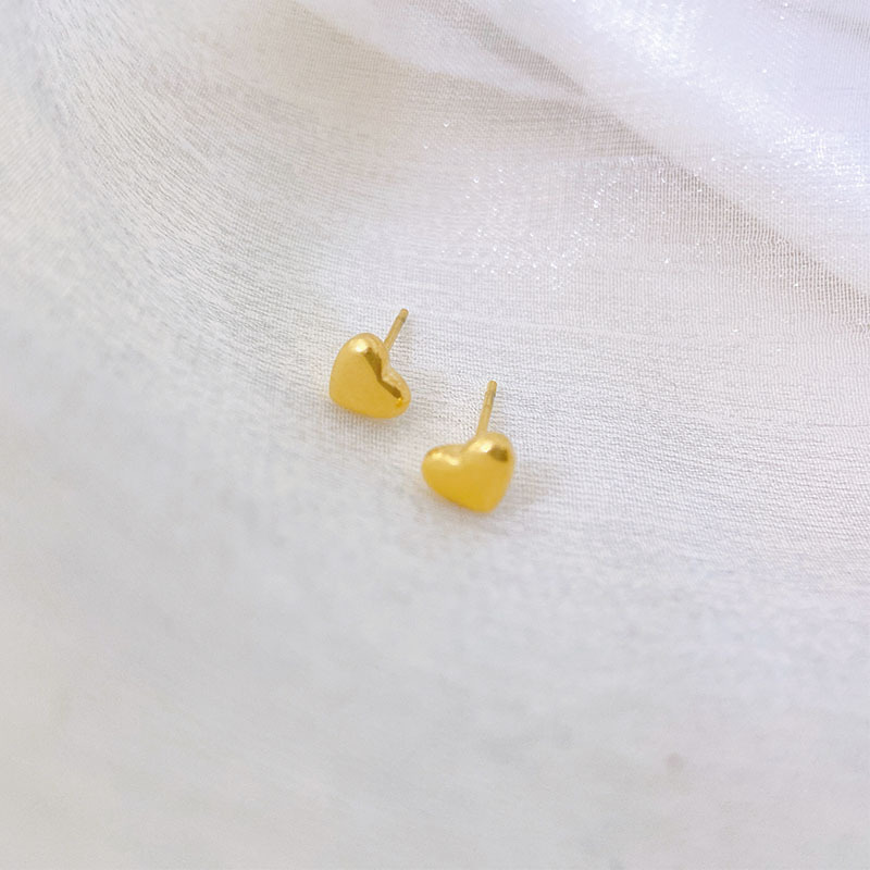 Ear Studs Classification 1 Pair Simple Style Heart Shape Plating Titanium Steel Ear Studs