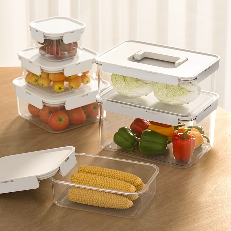 Rectangular Lidded Fresh-Keeping Box Kitchen Dining Refrigerator Microwave Lunch Box Sealed Food Bento Box Fruit Lunch Box
