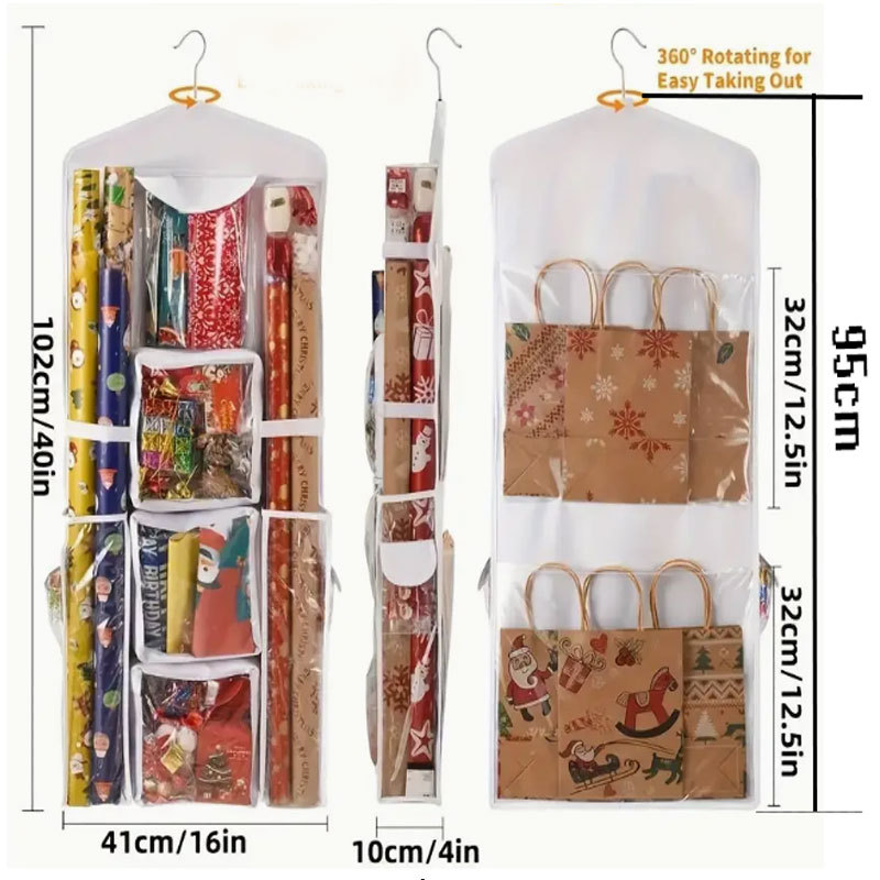 Venta caliente transfronteriza en stock bolsa colgante de regalo detrás de la puerta bolsa colgante de almacenamiento de tarjeta de color rollo de papel bolsa colgante de almacenamiento de Navidad bolsa colgante