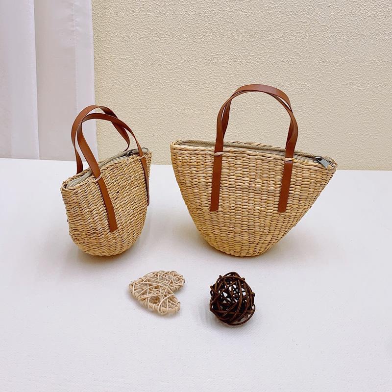 Parent-Child Straw Bag Summer Girls' Crossbody Bag Princess Portable Korean Style Cute Coin Purse Handmade Shells Straw Bag for Women Parent-Child Straw Bag Summer Girls' Crossbody Bag Princess Portable Korean Style Cute Coin Purse Handmade Shells Straw Bag for Women