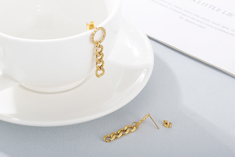 simple circle thick chain titanium earrings necklace chain set wholesale nihaojewelry