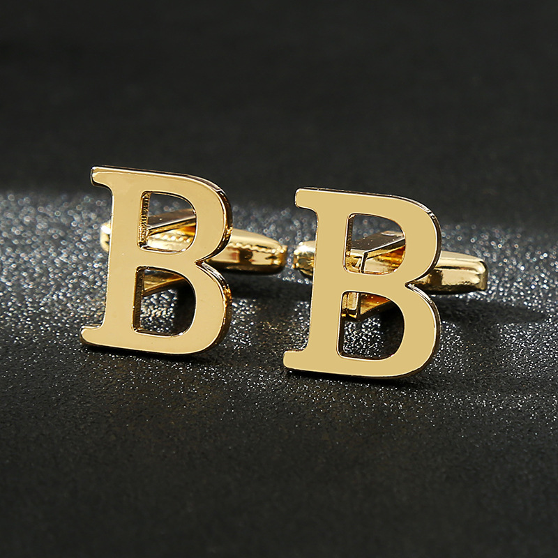 10g Weight Cufflinks Classification 1 Piece Quantity Casual Occasion Iron Material letter Pattern Unisex Gender Plating Design Vintage Style Style 1 Piece Vintage Style Letter Iron Plating Unisex Cufflinks 1