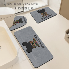 Bathroom soft diatom mud style floor mat U-shaped toilet water-absorbing quick-drying foot mat washbasin foot mat three-piece set