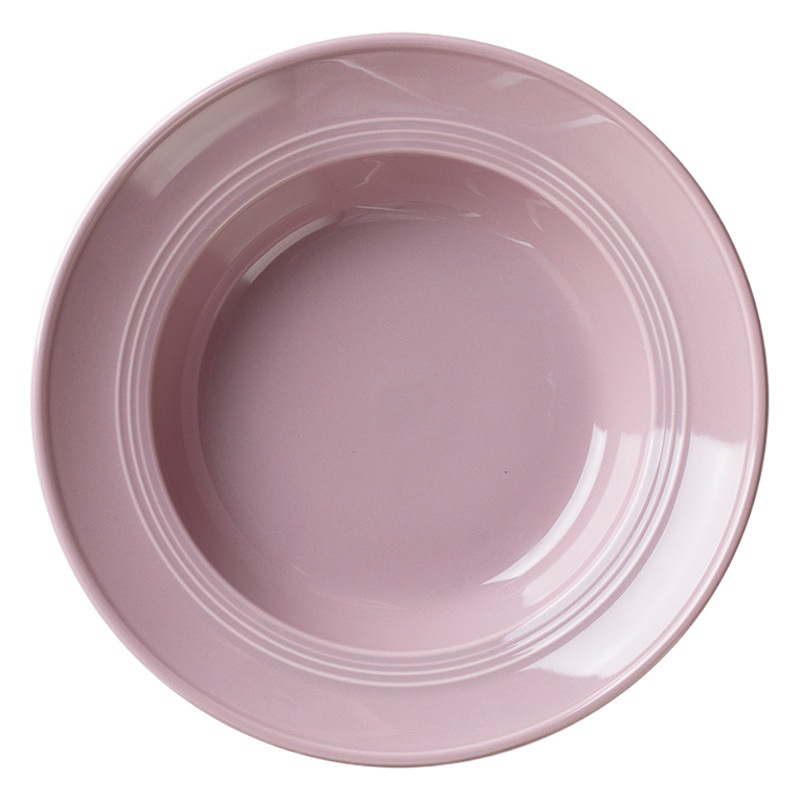 Plato de estilo crema de aspecto alto plato de cerámica simple plato de cena restaurante de alta gama hogar pasta redonda Placa de sombrero de paja