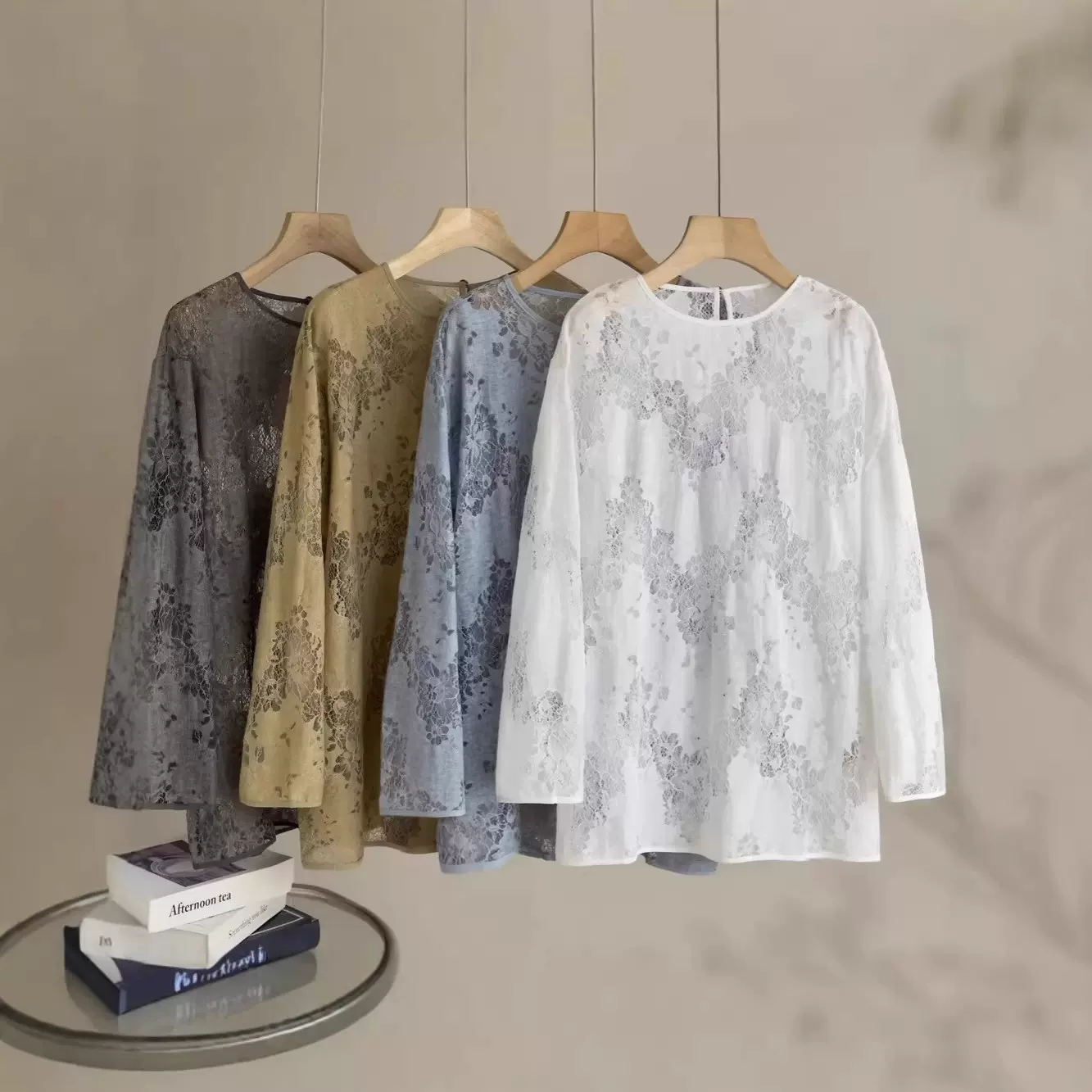 恩迪圆领蕾丝镂空纯棉衬衫女春夏季新款设计感时尚气质宽松透视上