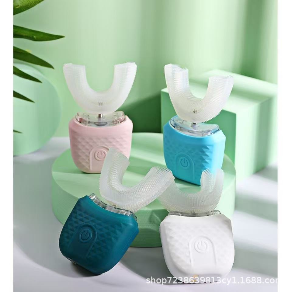 Cepillo de dientes eléctrico transfronterizo en forma de U para adultos onda sonora de cabello suave para mujeres y hombres aparatos de belleza de dientes lavado con agua de cuerpo entero limpiador de dientes automático de carga