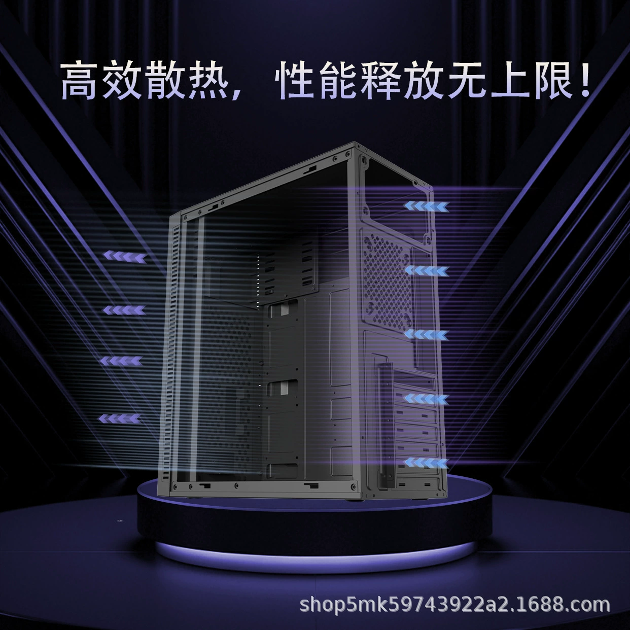 Корпус ПК ATX mid-tower, воздушное охлаждение, прозрачная боковина, 355×176×410 мм