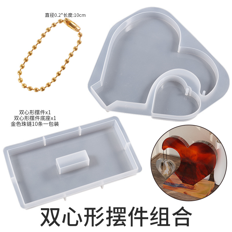 Yu Meiren DIY resina epoxi yeso gran amor corazón Pequeño amor colgante Marco de Fotos decoración base molde de silicona
