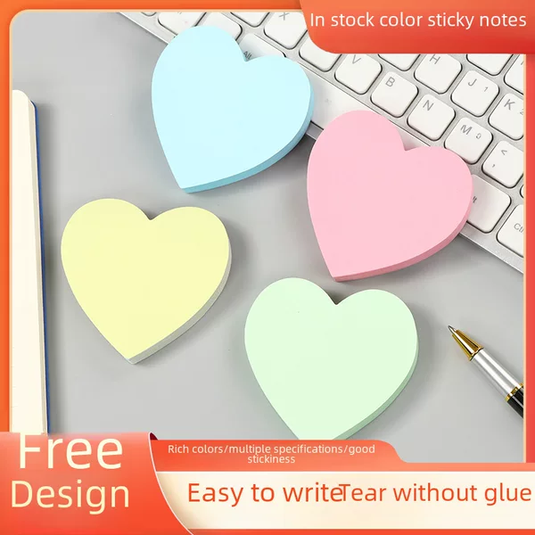 Manufacturer's Ready-Made Creative Heart Sticky Notes Ins Sticky Notes N Times Message Notepad Colorful Note Pad Wholesale