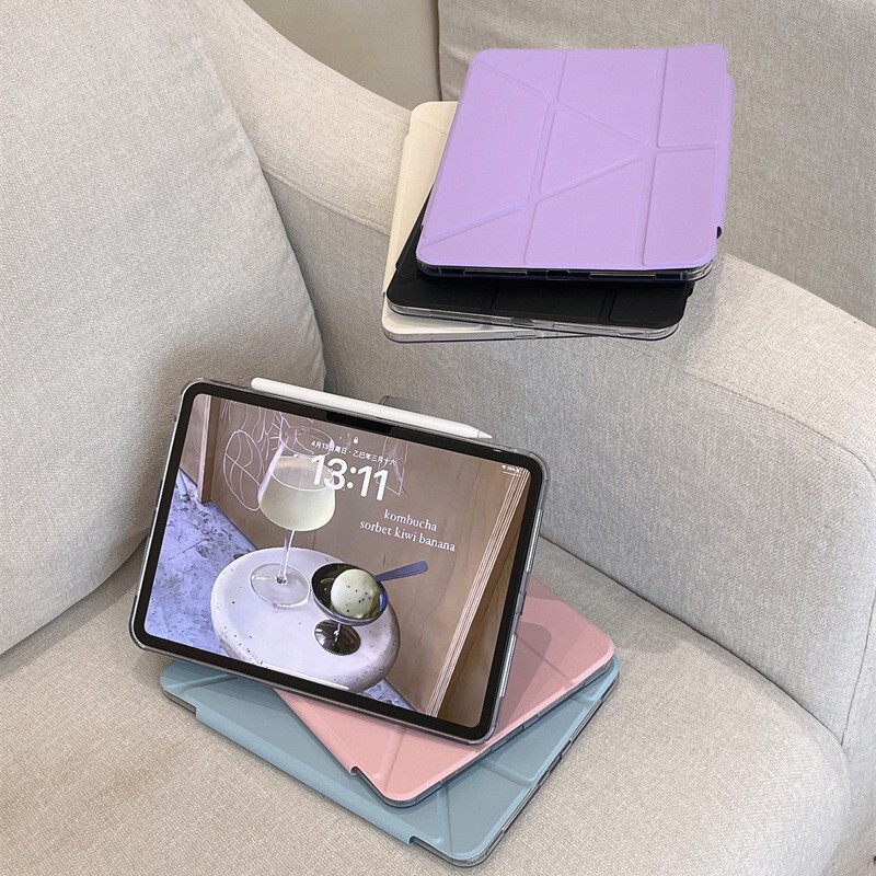 Macaron Pure Color Side Magnetic Suction Suitable for iPad 10Th Generation Tablet Protective Case Pro2024 Pen Tray Mini 40% off Stack