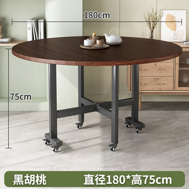 折叠桌餐桌家用小户型吃饭桌子出租房简易饭桌现代简约10人大圆桌|undefined
