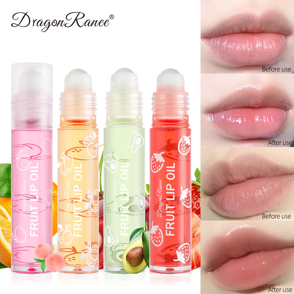 Dragonranee Cross-Border Rolling Lip Oil Moisturizing Rolling Lip Oil Colorless Transparent Fruit Avocado Lip Oil